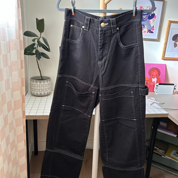 Afends Moss Workwear Carpenter Pants – Washed Black, Size 26 - Picture 6 of 11